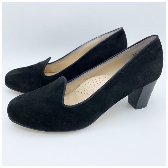 FITZWELL Black Suede Mixer Comfort Pump Heels w/Stacked Heel 9.5‎ - Picture 3 of 12